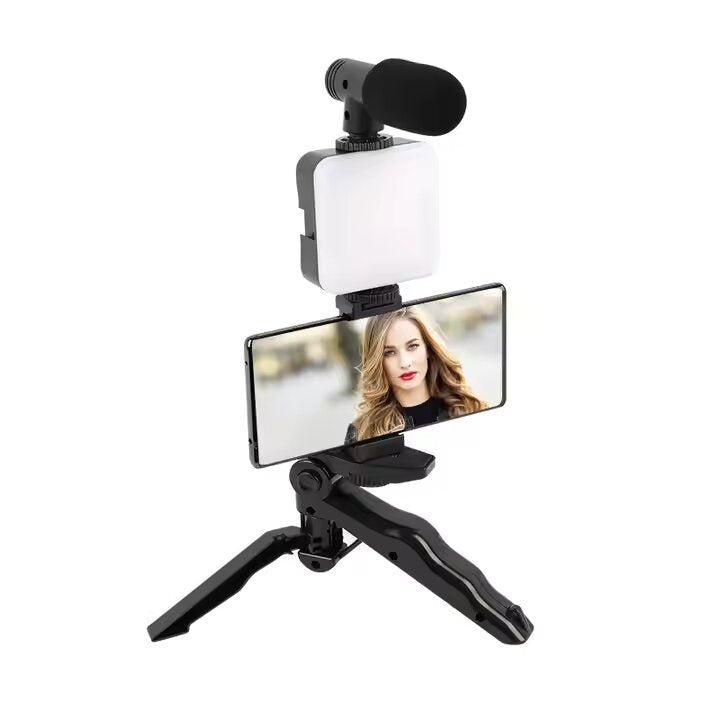 Kit de Grabación con Micrófono, Luz LED y Trípode – Calidad Profesional para tus Videos
